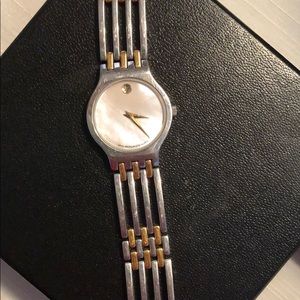 Movado gold/silver mother-of-pearl face watch